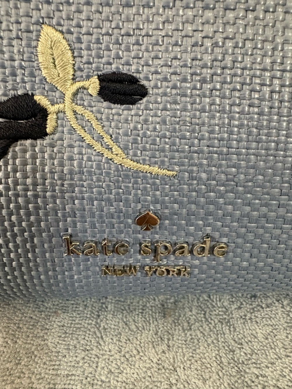 kate spade Leila Blue Floral Embroidered Top-Handle Bag with Crossbody Strap EUC - Picture 11 of 16